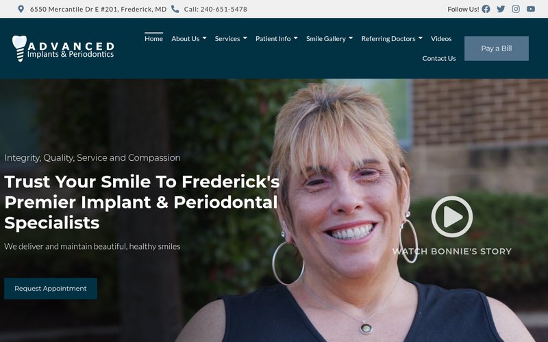 Advanced Implants & Periodontics website homepage