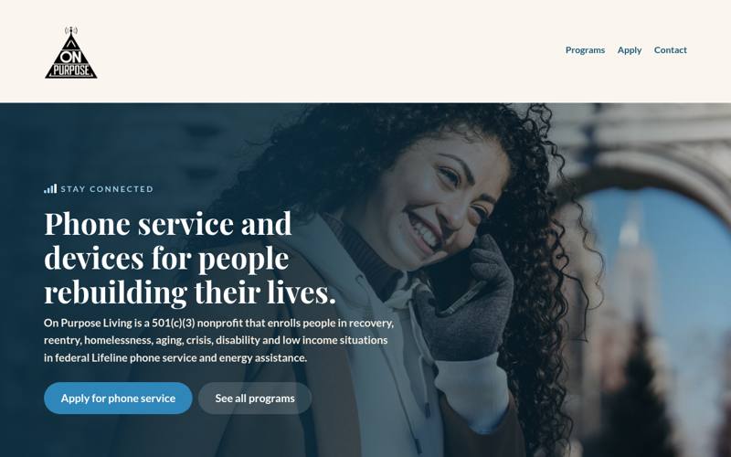On Purpose website homepage
