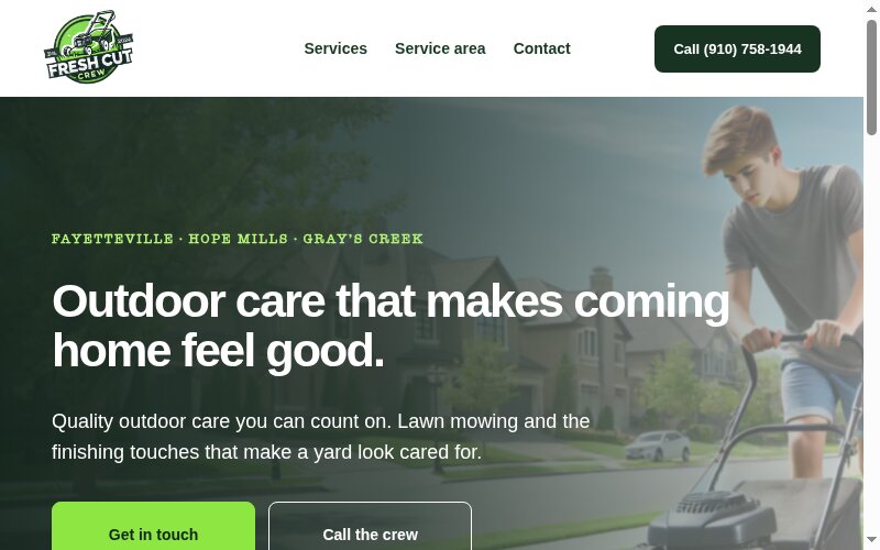 Fresh Cut Crew website home page